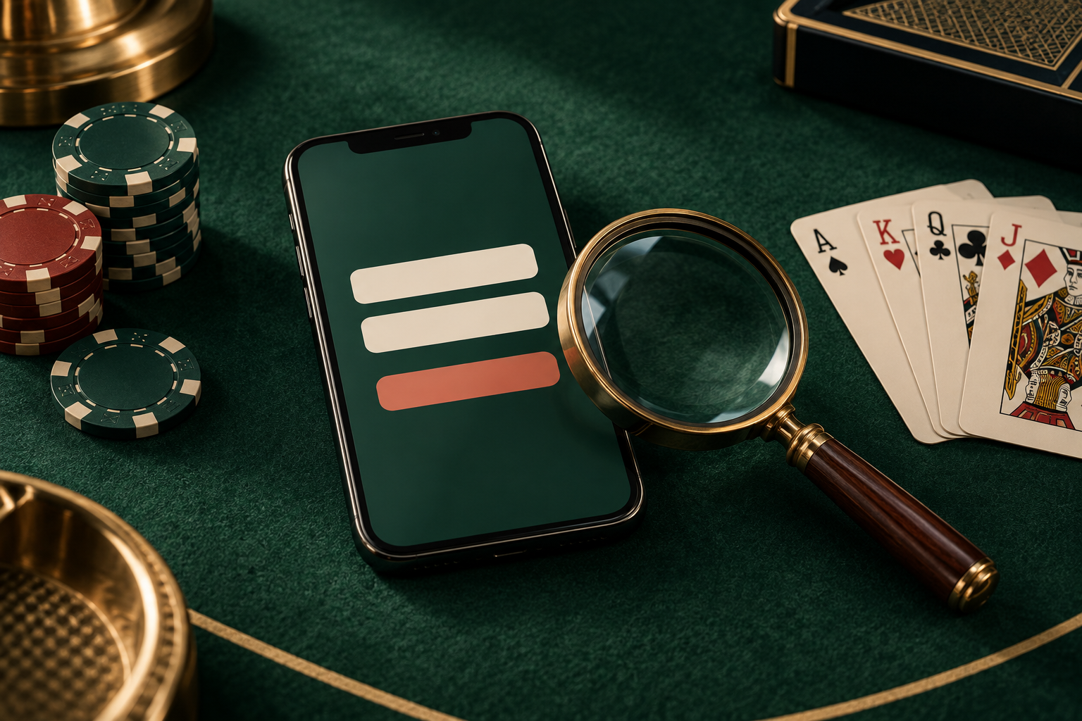 Layar akses netral di dekat kartu, chip dan kaca pembesar